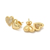 Brass Pave Clear Cubic Zirconia Stud Earrings EJEW-N054-48G-2