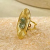 Natural Aquamarine Beads with 304 Stainless Steel Cuff Rings RJEW-Q017-01G-C-1