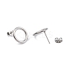 304 Stainless Steel Ring Stud Earrings for Women EJEW-WH0012-001-1