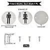 2 Sets 2 Style 201 Stainless Steel Toilet Signs DIY-UN0001-87-2