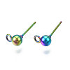 Rack Plating Rainbow Color 304 Stainless Steel Stud Earring Findings LS-STAS-S119-112-2