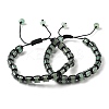 Adjustable Natural Labradorite and Non-magnetic Synthetic Hematite Braided Bead Bracelets BJEW-Z090-01I-4
