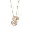 1Pc Brass Micro Pave Cubic Zirconia Letter Pendant Necklaces NJEW-LP0001-43S-G-1