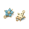 Brass Pave Cubic Zirconia Flower Links Connector Charms KK-H089-34G-04-4