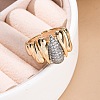 Brass Micro Pave Clear Cubic Zirconia Cuff Finger Rings for Women RJEW-C116-16G-1