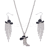 Iron Pendant Necklaces & Alloy Dangle Earring Sets SJEW-UN00005-1