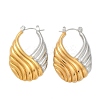 304 Stainless Steel Two Tone Stripe Hoop Earrings EJEW-S265-11GP-4
