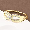 Brass Micro Pave Clear Cubic Zirconia Bangles for Women BJEW-D368-02G-1