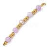Natural Purple Angelite & Plastic Imitation Pearl Round Beaded Connector Charms/Links STAS-L277-11G-04-1