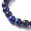 8.5mm Round Dyed Natural Tiger Eye Beads Stretch Bracelet for Girl Women BJEW-JB07152-01-4