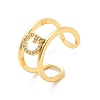 Clear Cubic Zirconia Initial Letter Open Cuff Ring RJEW-A012-01G-G-2