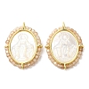 Rack Plating Brass Micro Pave Cubic Zirconia & Shell Pendants KK-G488-18G-2