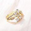 Brass Micro Pave Clear Cubic Zirconia Finger Rings for Women RJEW-U047-03G-1