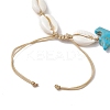 Natural Mixed Cowrie Shell with Synthetic Turquoise Beaded Anklets AJEW-AN00596-03-4