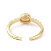 Clear Cubic Zirconia Flat Round Open Cuff Ring RJEW-E072-03G-3