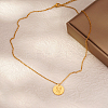 Stylish 304 Stainless Steel Flat Round Gemini Zodiac Pendant Necklaces for Women's Daily Wear UA3158-1-4