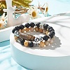 2Pcs 2 Style Mala Bead Bracelets Set with Tibetan Agate Dzi Beads BJEW-JB08020-03-2