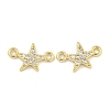 Brass Micro Pave Clear Cubic Zirconia Connector Charms KK-Q820-42G-1