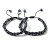 Adjustable Natural Sodalite and Non-magnetic Synthetic Hematite Braided Bead Bracelets BJEW-Z090-01C-4