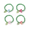 Glass Beads with Acrylic Charms Finger Rings RJEW-TA00205-2