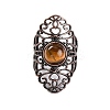 Natural Tiger Eye Retro Finger Rings RJEW-B067-02R-25-2