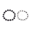 2Pcs Natural Howlite & Black Onyx Beaded Stretch Bracelets for Couple BJEW-JB13371-2