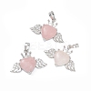 Natural Rose Quartz Pendants G-P492-02P-21-1