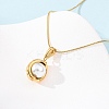 304 Stainless Steel & Acrylic Imitation Pearl Moon Pendant Snake Chain Necklaces for Women NJEW-F354-08G-4