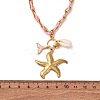 Starfish & Mermaid Tail Shape 304 Stainless Steel Enamel Pendant Necklaces NJEW-L465-08G-5