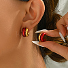 Vintage 201 Stainless Steel Enamel C-shaped Earrings for Women RW3293-2-1