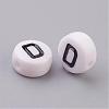 Flat Round with Letter D Acrylic Beads X-PL37C9070-D-2