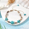 Ocean Theme Starfish Turtle Synthetic Turquoise & Coconut Braided Bead Bracelet Sets BJEW-JB11460-01-1