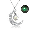 Alloy Resin Moon Pumpkin Pendants Necklaces NJEW-S417-01B-4