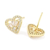Brass Micro Pave Clear Cubic Zirconia Studs Earring for Women EJEW-S217-A08-2