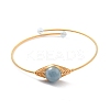 Natural Aquamarine Wrapped Cuff Bangle BJEW-A122-03C-1