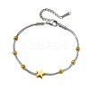 Duo Tone 201 Stainless Steel Star Round Snake Chain Bracelets for Women WGA233C-01-5