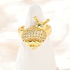 Brass Micro Pave Clear Cubic Zirconia Cuff Rings RJEW-P155-02G-2