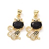 Brass Micro Pave Cubic Zirconia Pendants ZIRC-F134-20G-02-2