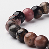 Natural Rhodonite Round Bead Stretch Bracelets BJEW-L594-D02-2