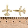 Brass Pave Cubic Zirconia Plane Connector Charms KK-L251-12G-3