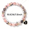 12 Constellations Natural Zebra Jasper Round Beaded with Enamel Heart Charm Bracelets WGB6967-11-2