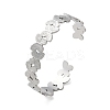 304 Stainless Steel Butterfly Open Cuff Bangles for Women BJEW-M316-05P-1