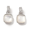Brass Micro Pave Cubic Zirconia with Natural Shell Charms KK-G533-15P-1