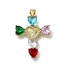 Brass Micro Pave Cubic Zirconia Pendants KK-C090-48G-1