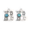 Synthetic Turquoise & Alloy Pendants PALLOY-H146-01AS-B-1