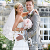 Polyester Wedding Lasso Chain & Flower Organza Bride Main Wedding Veil Headdress Sets HJEW-OC00101-5