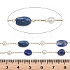 Natural Lapis Lazuli Nuggets & 316 Stainless Steel Handmade Link Chains CHS-K021-14G-15-3