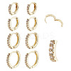 8Pcs 4 Styles Brass Clear Cubic Zirconia Hoop Earrings EJEW-DR0001-02G-1