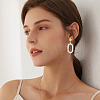 4 Pairs 4 Style Golden Alloy Geometry Dangle Stud Earrings with Plastic Imitation Pearl Beaded for Women EJEW-FI0002-57-7