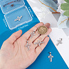 6Pcs Cross Brass Micro Pave Clear Cubic Zirconia Pendants KK-BBC0016-27-3